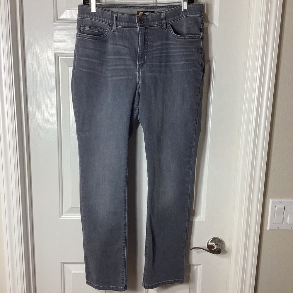 Lee Women's Straight Leg Flex Motion Gray Jeans Sz 12P